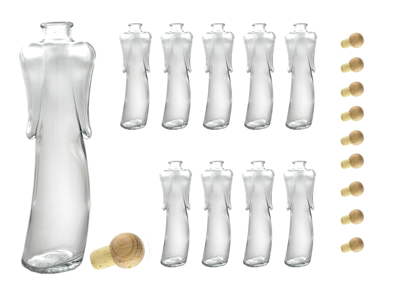 10er Set - 200ml Angelica weiß inkl. 19mm Kugelkorken  