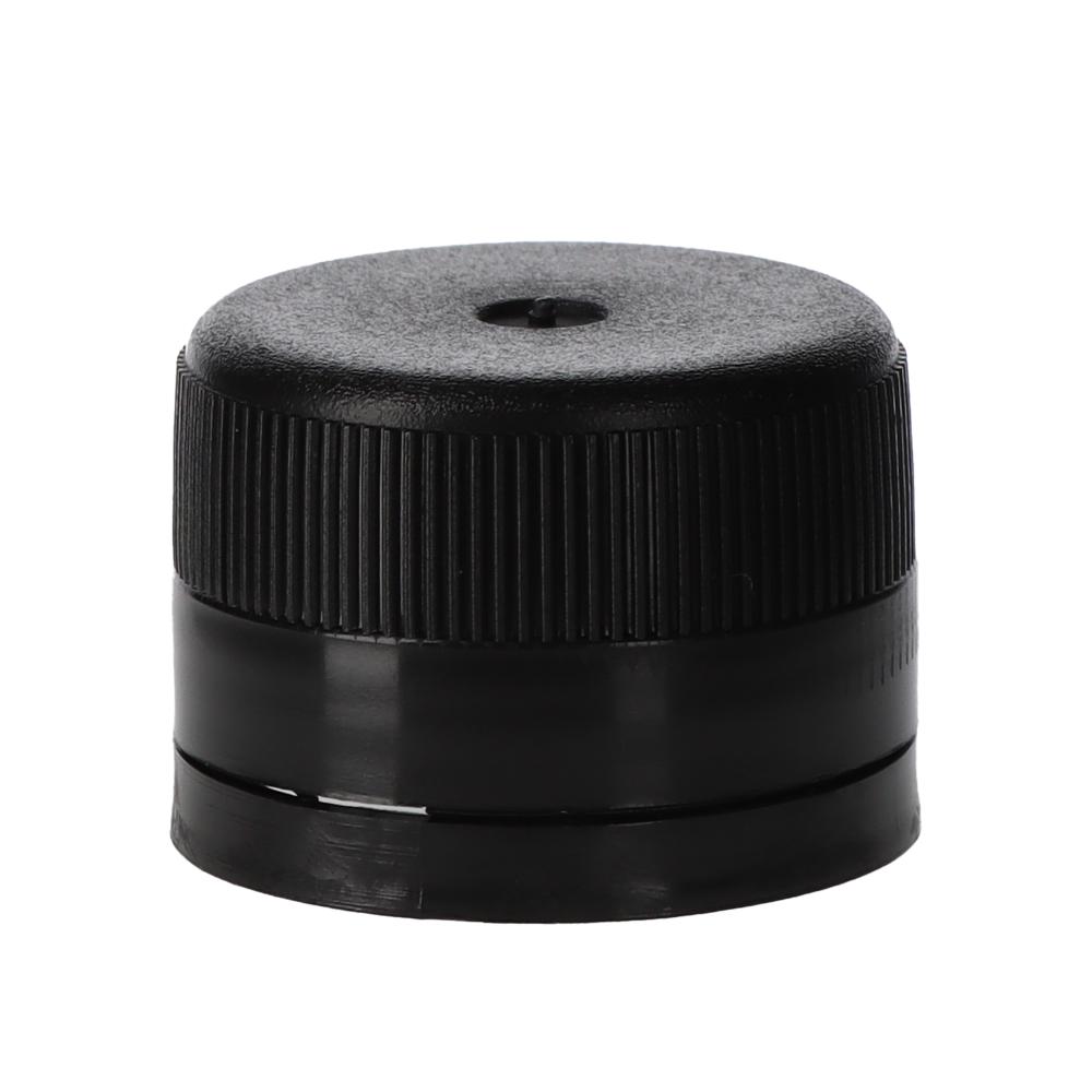 PP31,5 Schraubverschluss Kunststoff, schwarz, mit Ausgießer, mit Gewinde und Sicherungsring (benötigt keine Handverschlusszange), Beutel a. 100 Stück